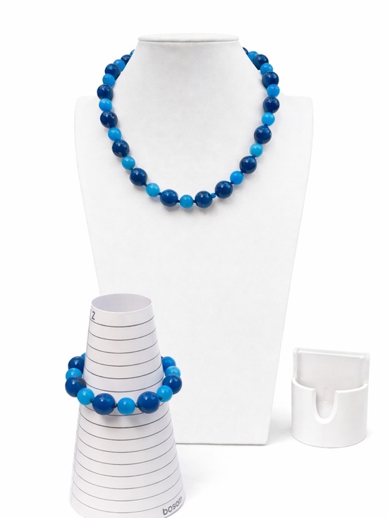 Aprilsplace Jewelry - Blue Jade Agate hand knotted Aprilsplace 18 inch necklace set